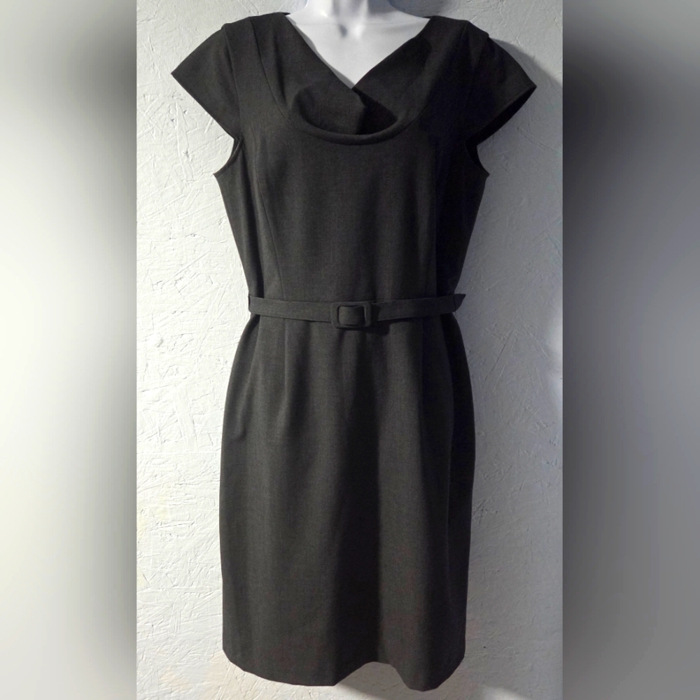 Calvin Klein Grey Belted Pencil Dress - Size 10